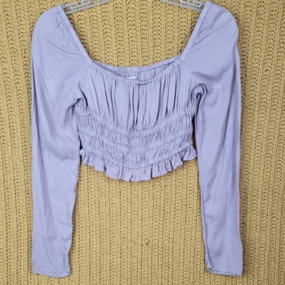 Urban Outfitters lilac long sleeve cropped peasant style top